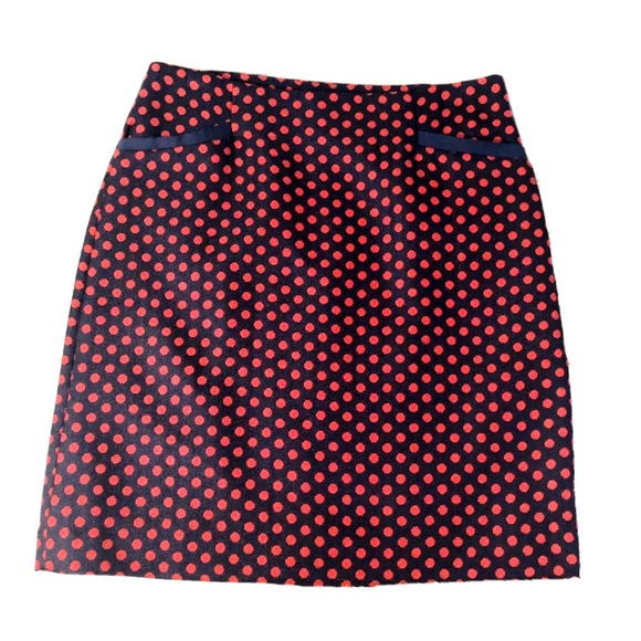Talbots Polka Dot Pencil Skirt Red Navy Sz 2P - Picture 1 of 10